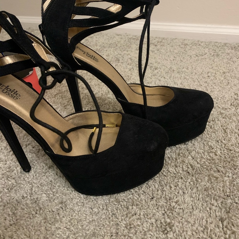 Black, platform, almond toe stilettos